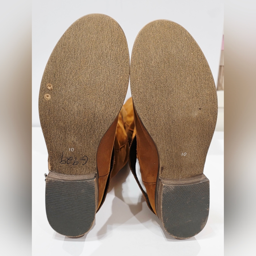 Steve Madden BANKKER Brown Suede Fabric Boot Tall Pull-On Riding Buckle 10 M New - Picture 11 of 16